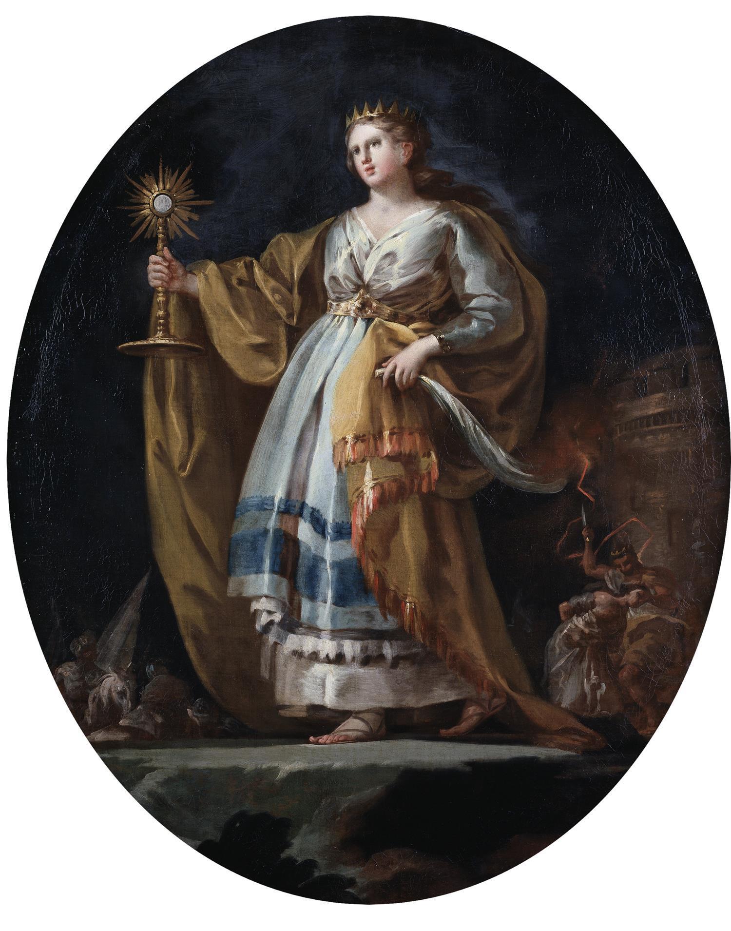 油画-西班牙普拉多美术馆油画藏画-Goya y Lucientes, Francisco de-Santa Bárbara-97,2cm x 78,5cm-1182
